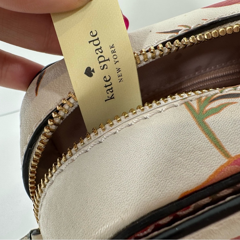 Kate Spade Floral Print Arla White Leather Crossbody Camera Bag - Picture 14 of 16